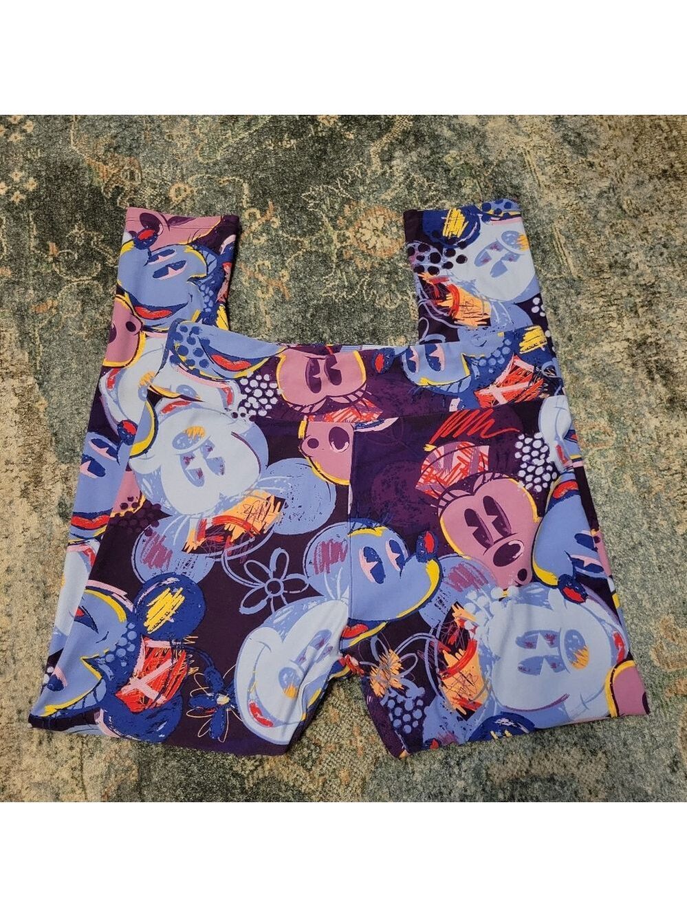 LuLaRoe Purple and Blue Cartoon Print Leggings Mickey Mouse Tall & Curvy